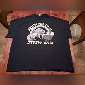 "Support your Local Street Cats" Funny 4XL Black T-Shirt